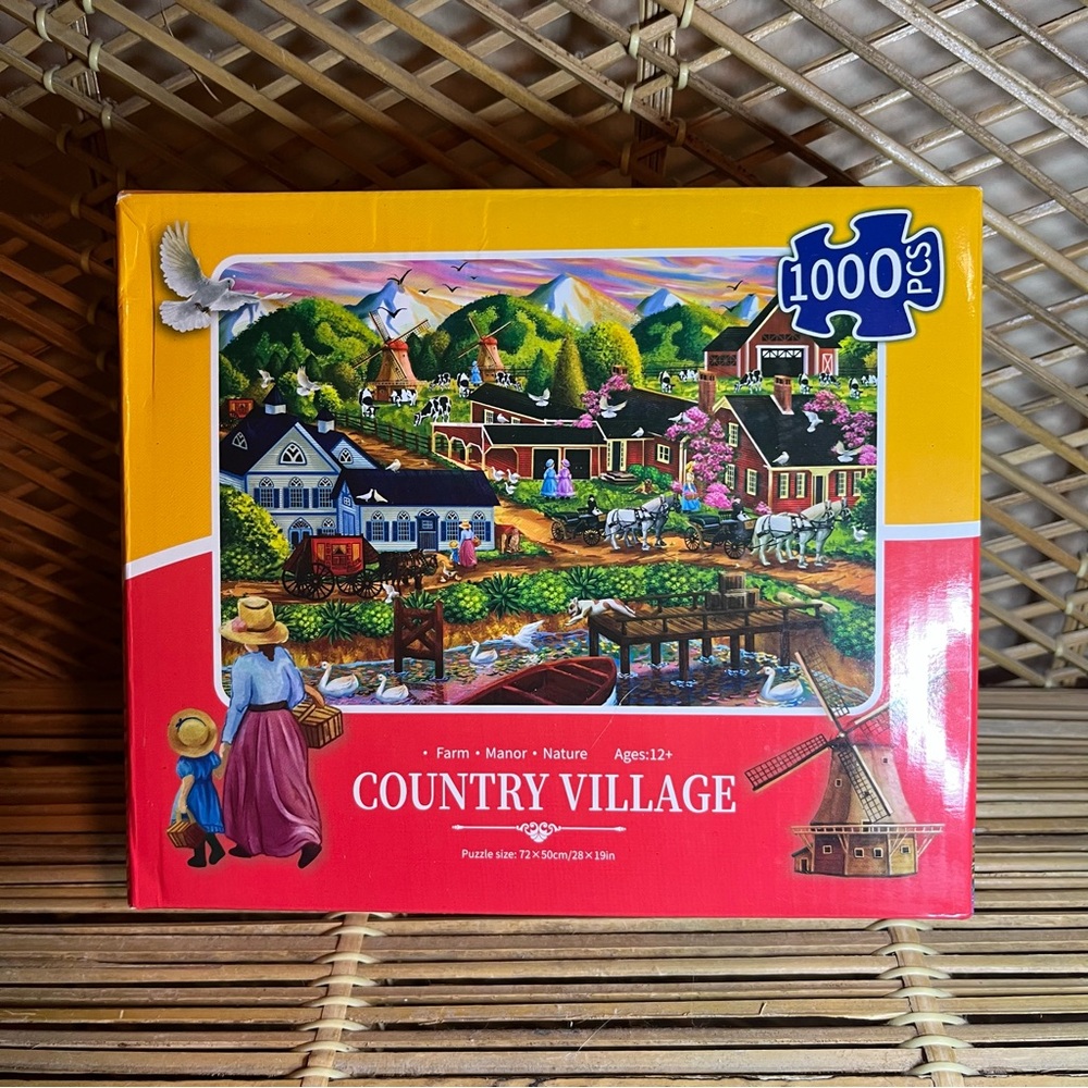 Jigsaw Puzzles 1000 Piece Vintage Manor Large Adult Jigsaw Country Village Glue